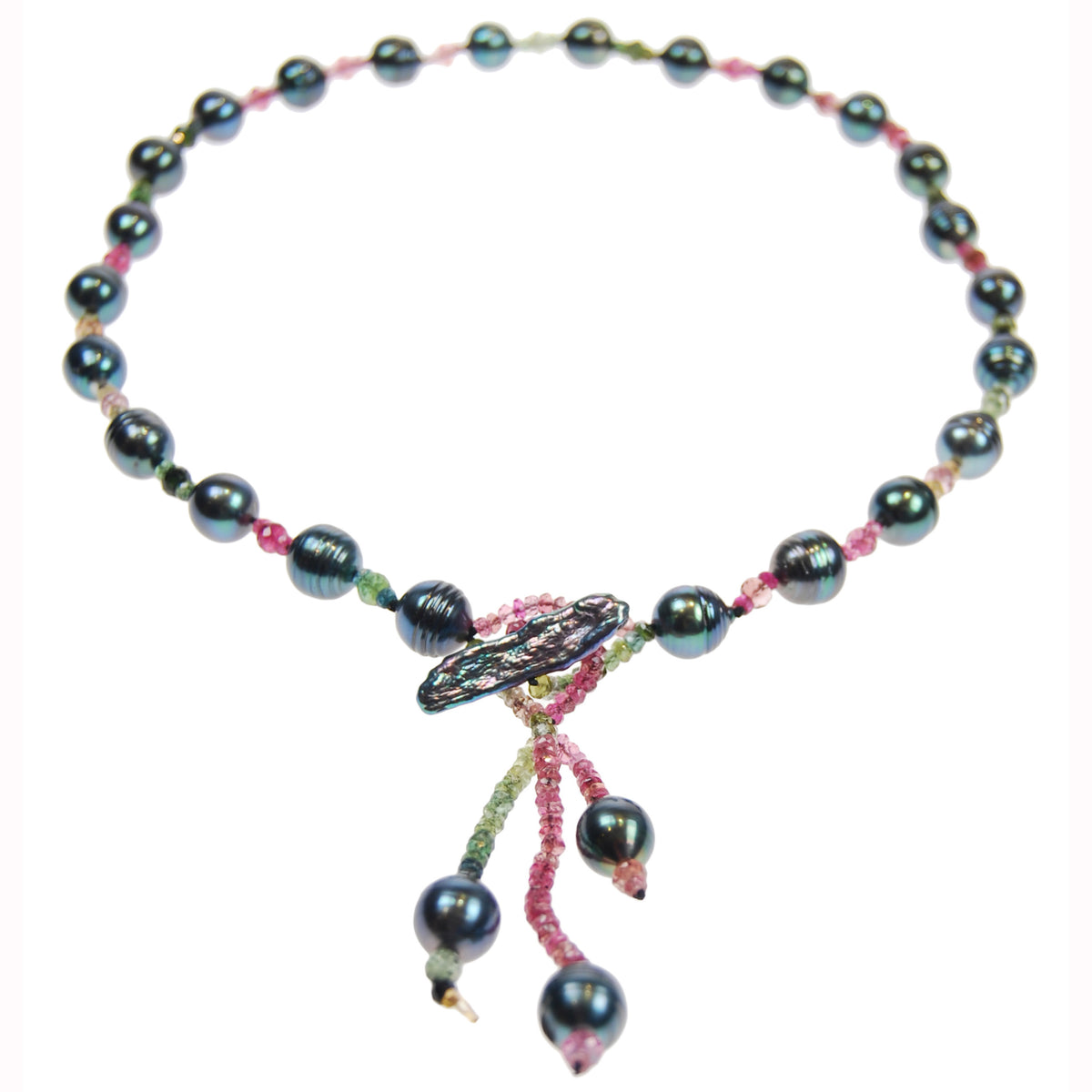 Black Baroque Tahitian Pearl &#39;Happy&#39; Necklace