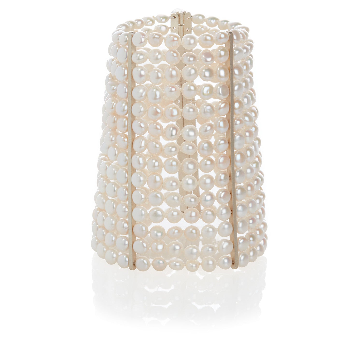 Multistrand Cultured Freshwater White Pearl Cuff Bracelet