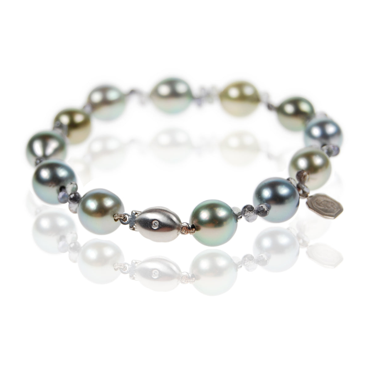 Black Tahitian Pearl &amp; Sapphire Bracelet