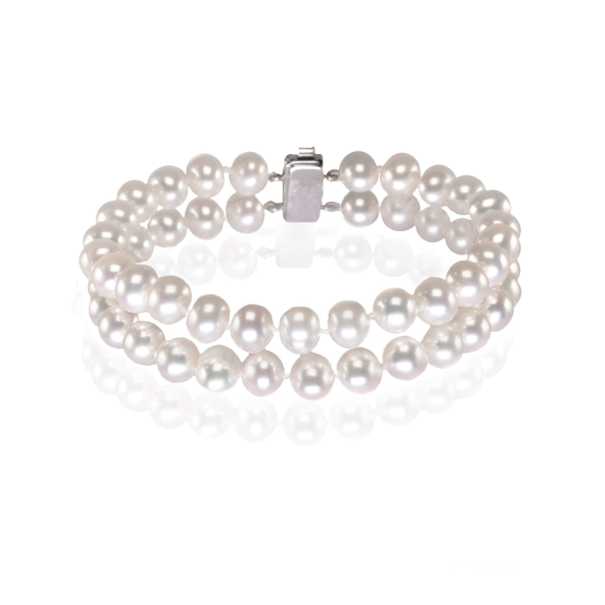 White Freshwater Pearl Double Strand &#39;Classic&#39; Pearl Bracelet