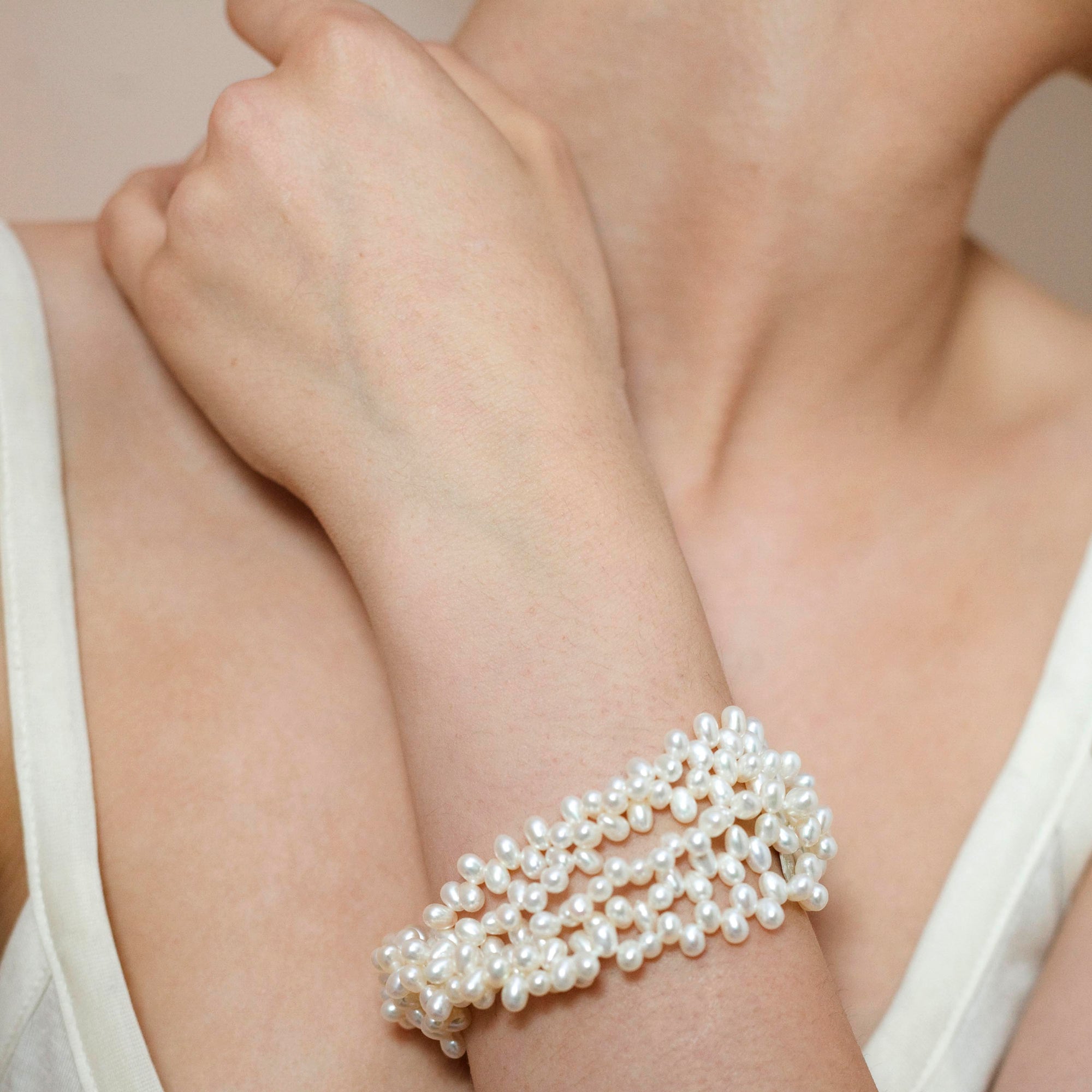 5 Strand Cultured Freshwater White Pearl Bracelet