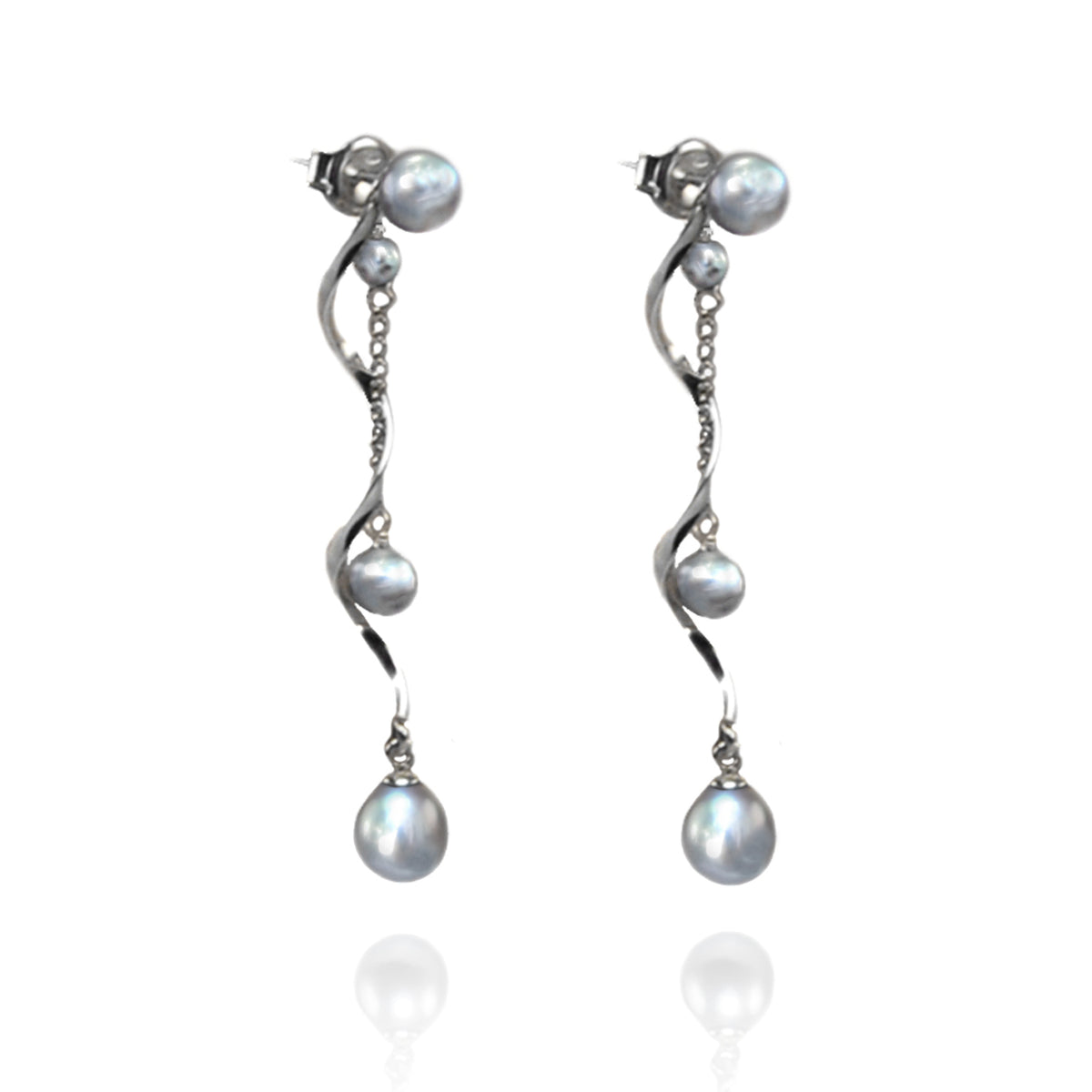 Grey Freshwater Pearl &amp; Twisted Silver &#39;Build Your Own&#39; Drop Earrings