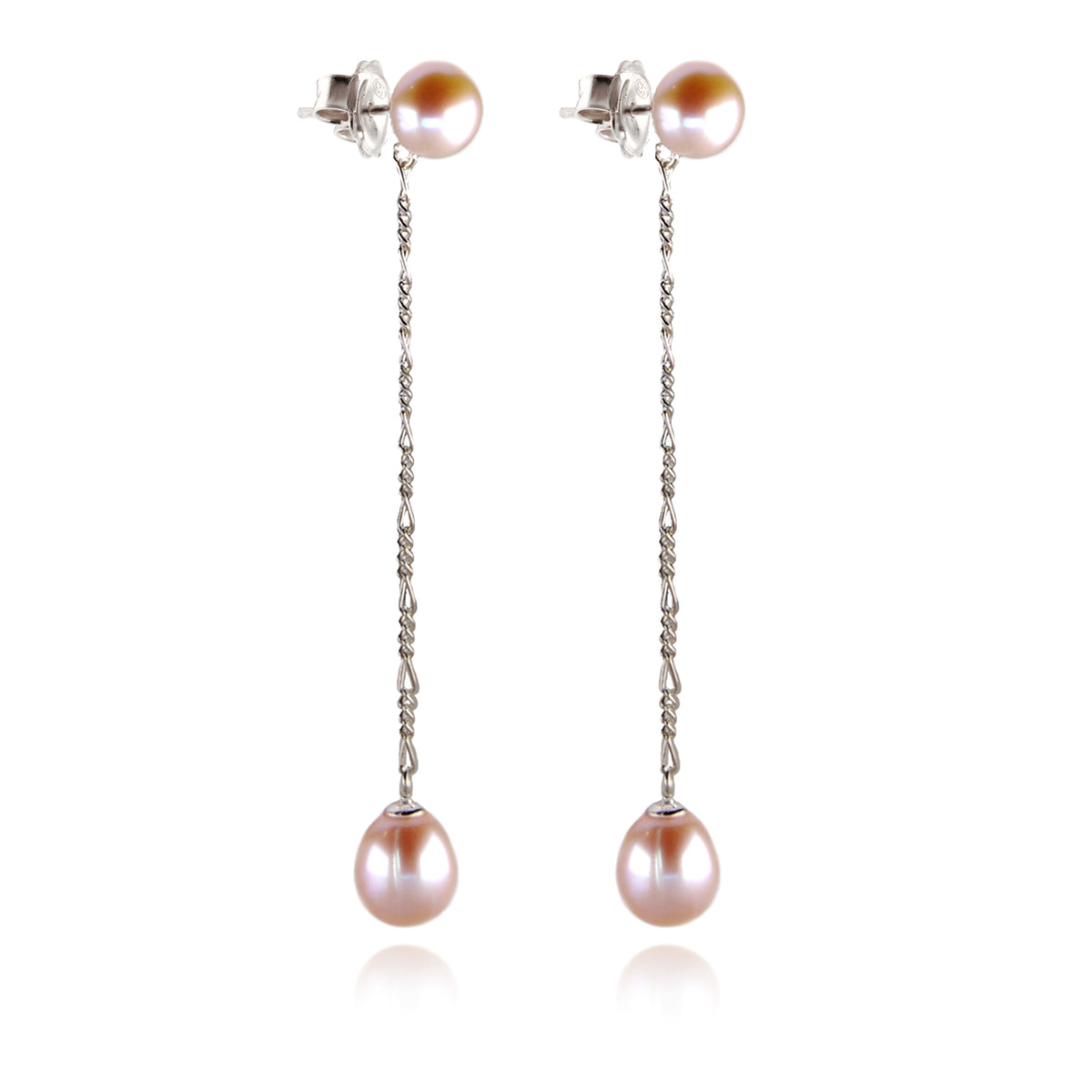 Pink Freshwater Pearl &#39;It&#39;s A Long Story&#39; Drop Earrings