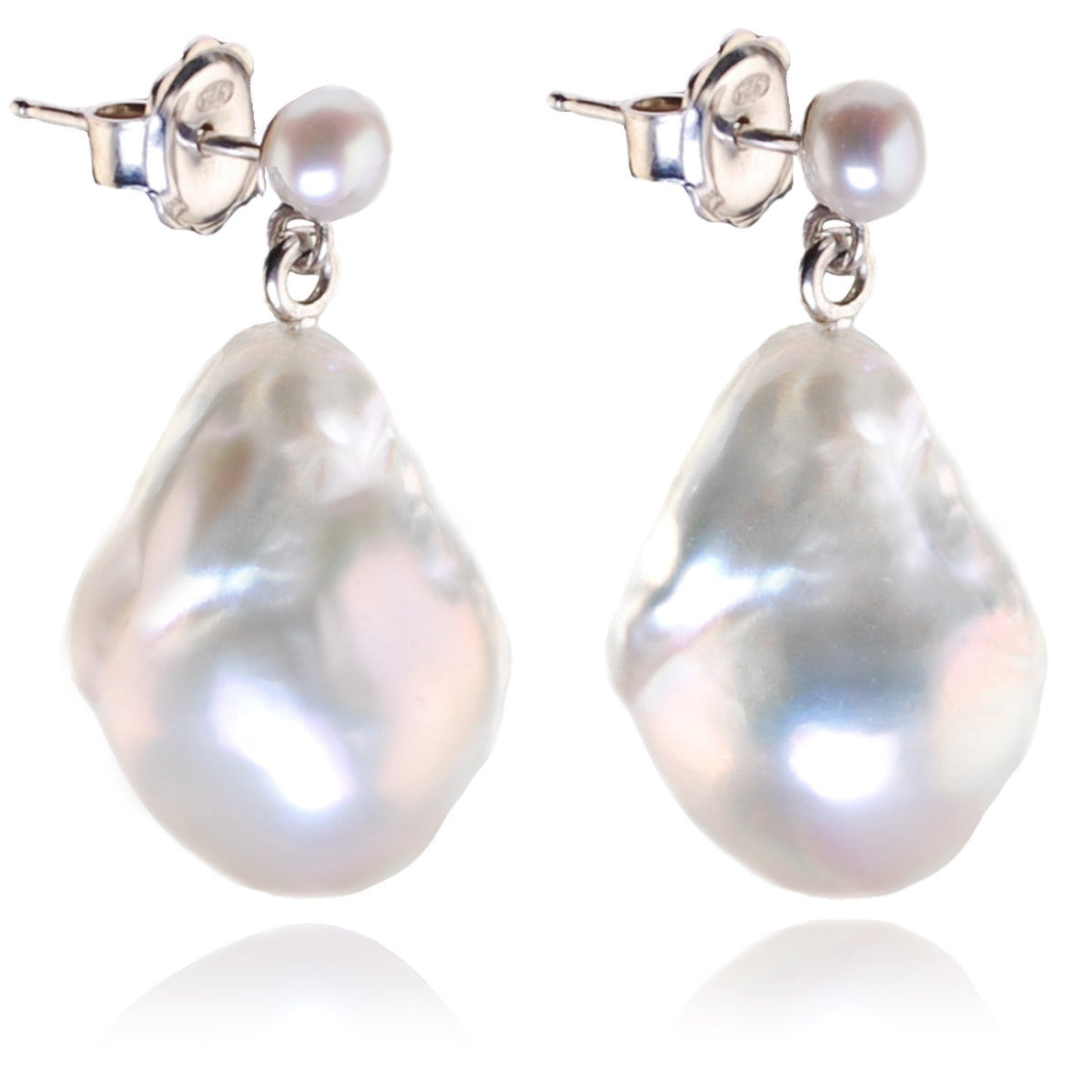 White Baroque Freshwater Pearl Drop Earrings