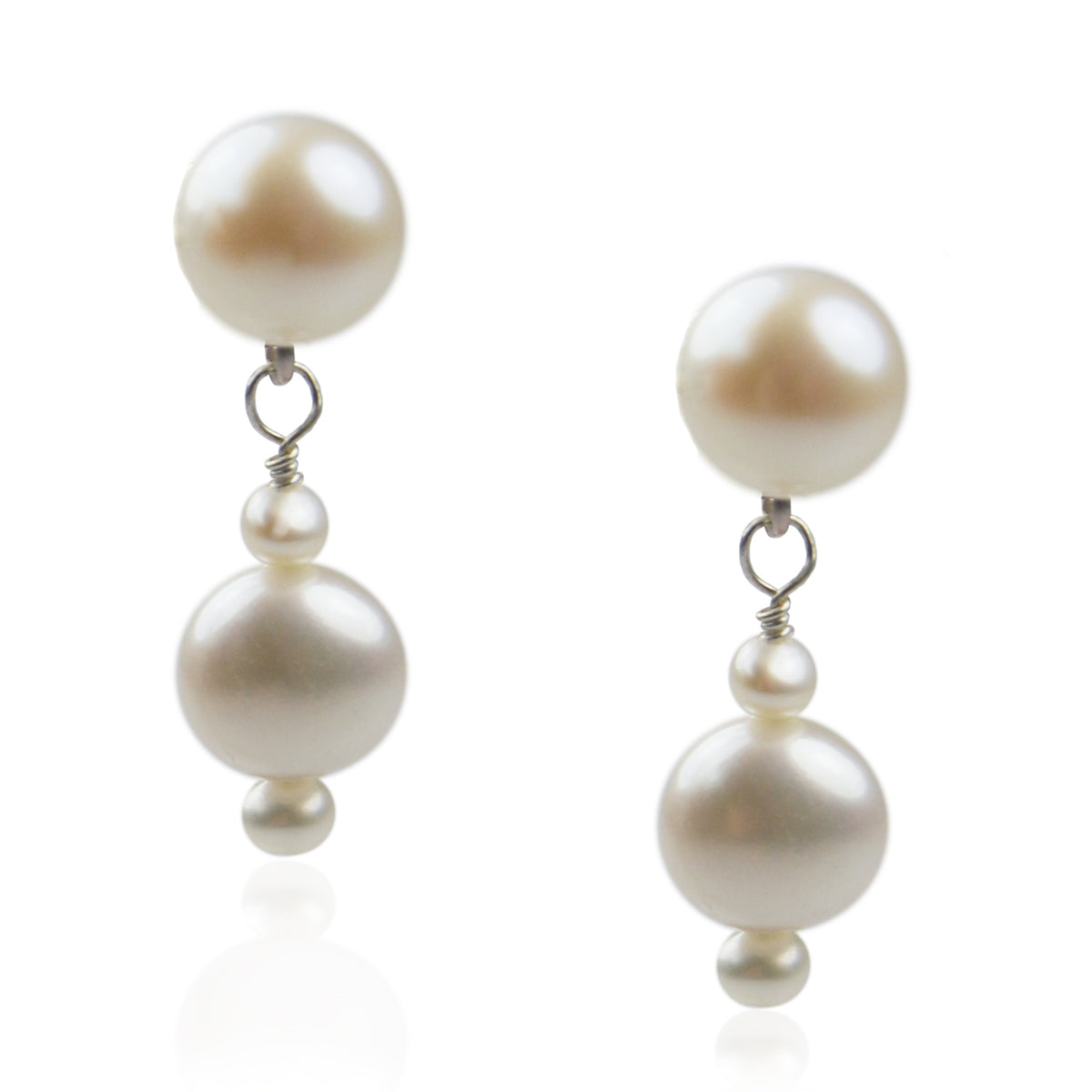 White Freshwater &amp; Seed Pearl Drop Earrings
