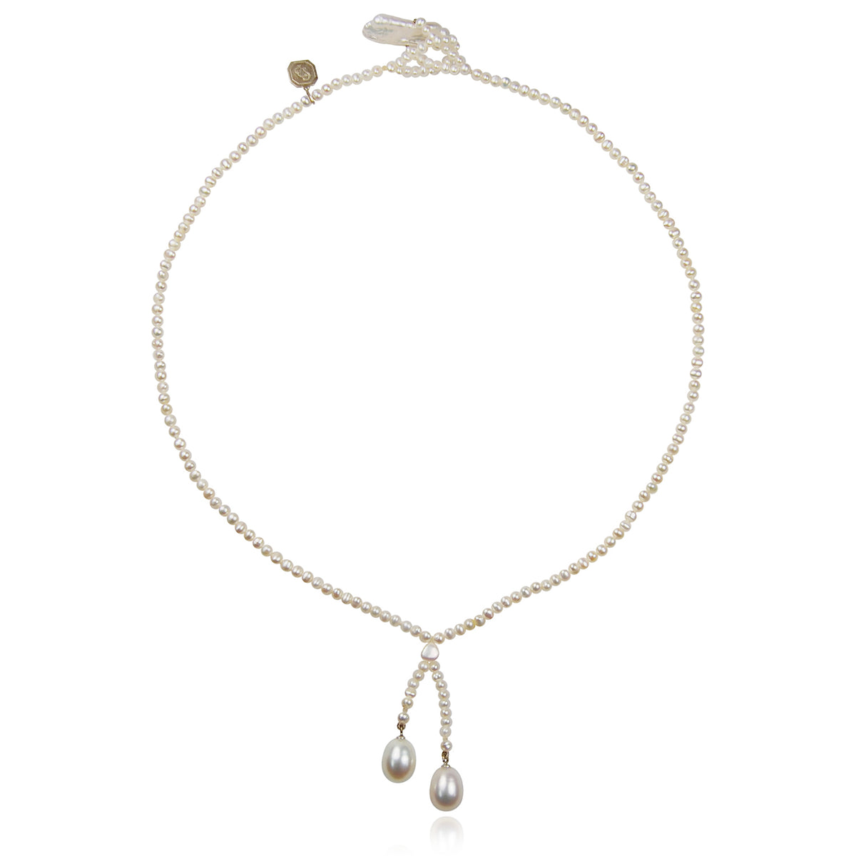 White Seed &amp; Freshwater Pearl &#39;Simple&#39; Tassel Necklace