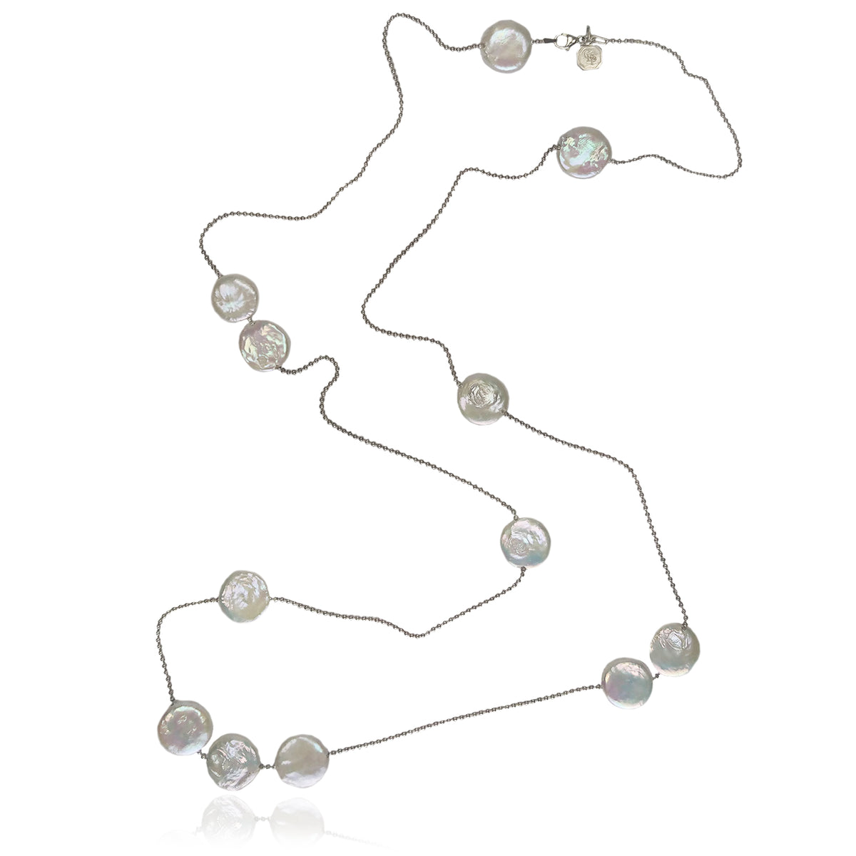 White M&amp;M Freshwater Pearl &amp; Silver Necklace