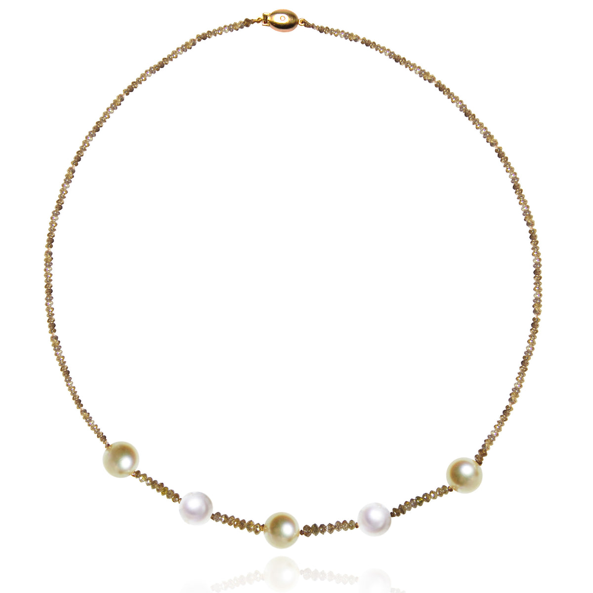 Golden South Sea Pearl &amp; Cognac Diamond Necklace