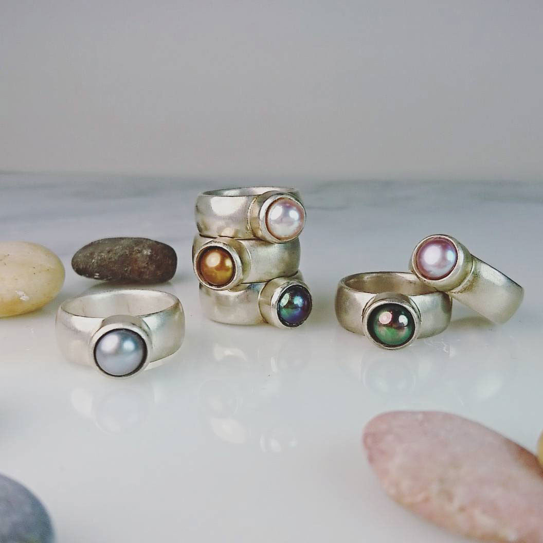 Copper Freshwater Pearl &amp; Silver Ring