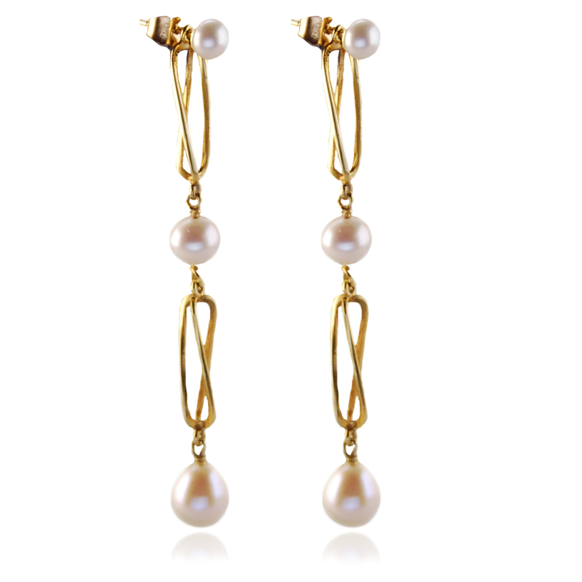 White Freshwater Pearl &amp; Gold &#39;Build Your Own&#39; Drop Earrings