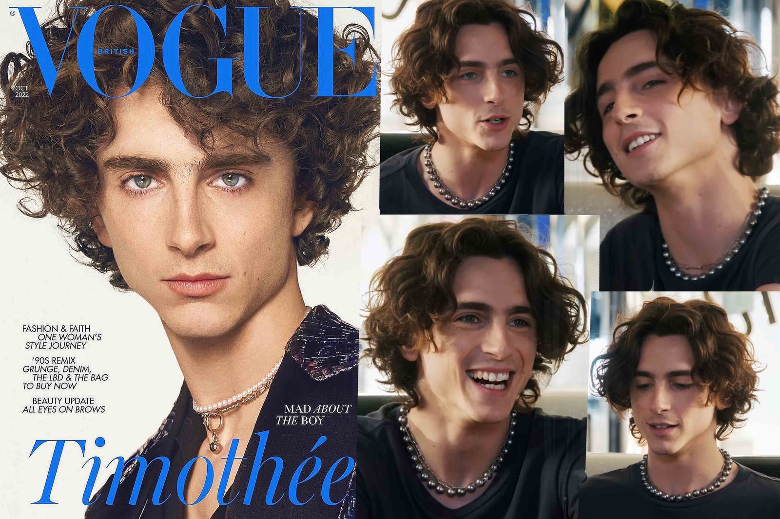 TIMOTHÉE CHALAMET IN VOGUE INTERVIEW WEARING COLEMAN DOUGLAS PEARLS