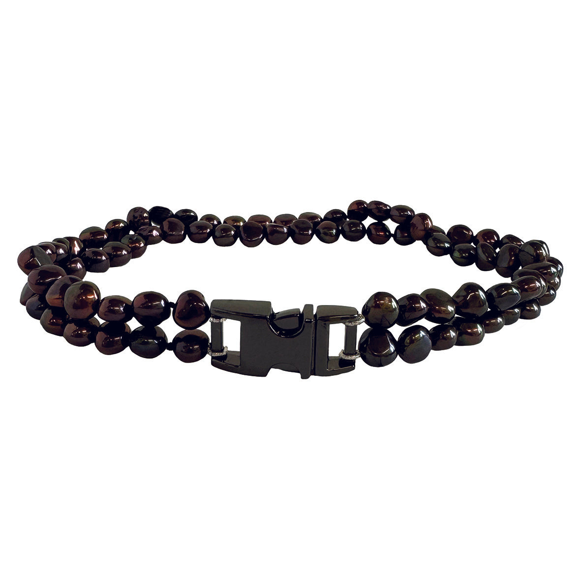 Black Freshwater Pearl & Black Rhodium Clasp Made-to-Measure Medium Dog Necklace