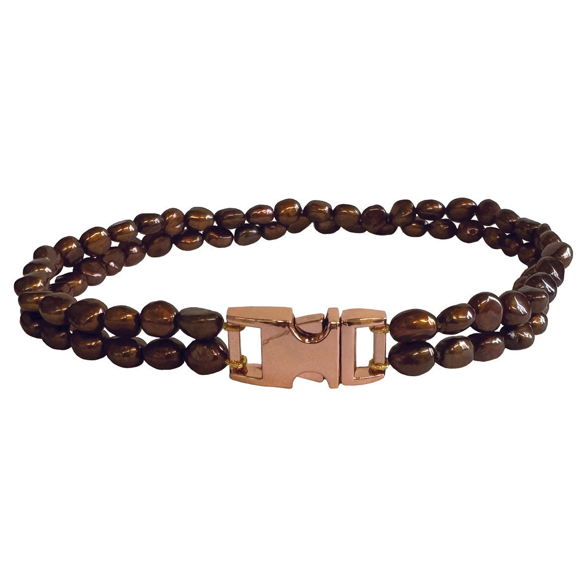 Bronze Freshwater Pearl & Rose-Gold Clasp Made-to-Measure Medium Dog Necklace