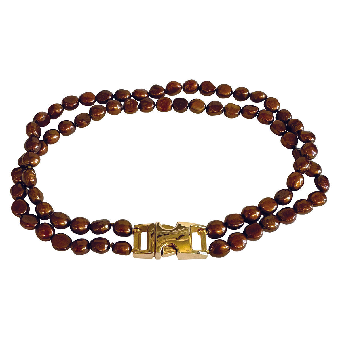 Bronze Freshwater Pearl & Yellow-Gold Clasp Made-to-Measure Medium Dog Necklace