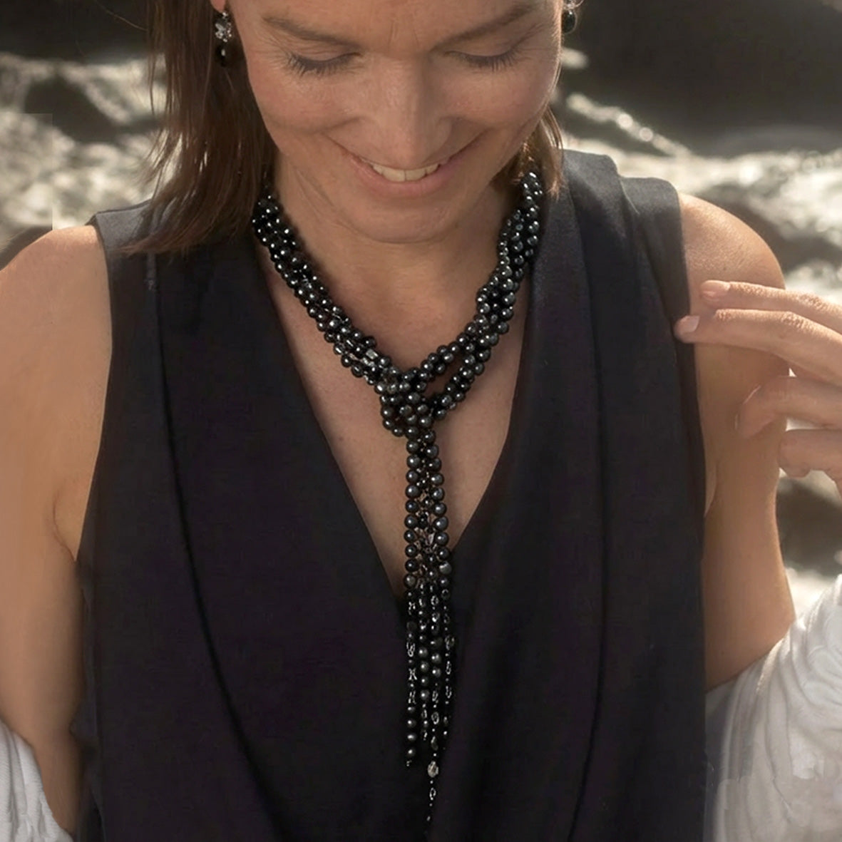 Black Freshwater Pearl Lariat