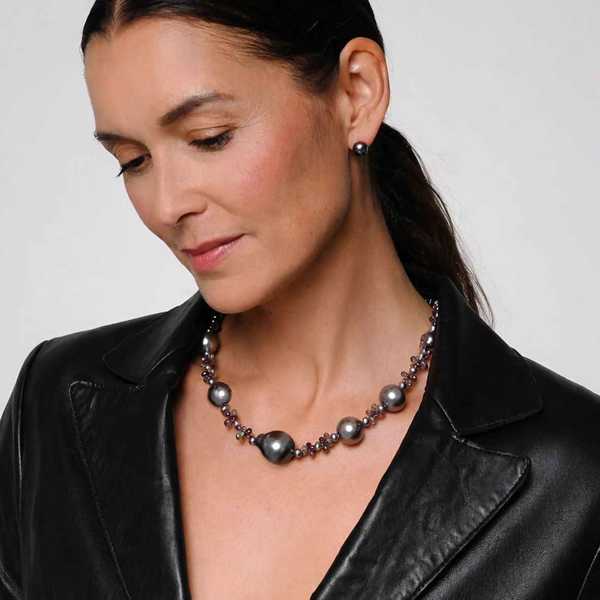 Black Tahitian Pearl & Sapphire Necklace