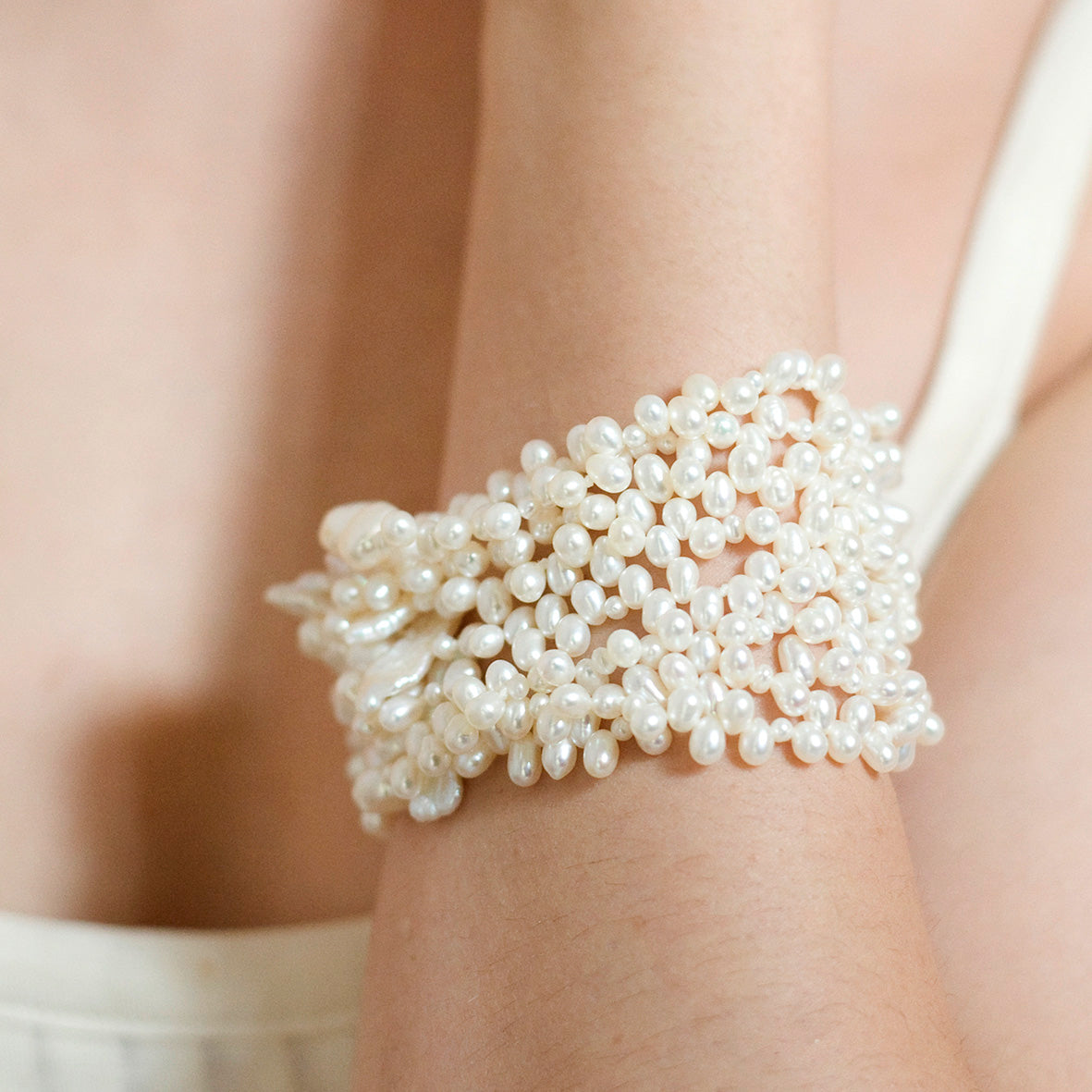 White Freshwater Pearl 'Morse Code' Bracelet