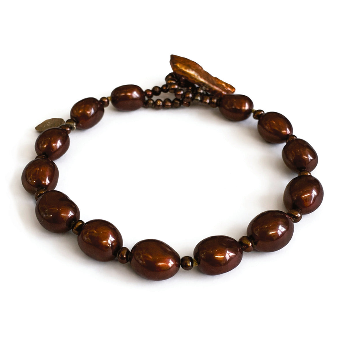 Copper Biwa Pearl Single Strand 'Classic' Bracelet