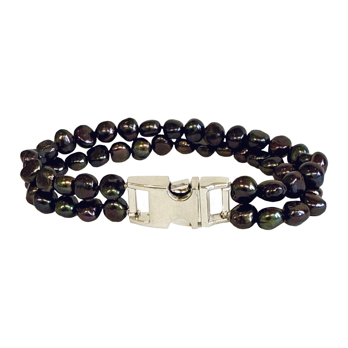 Black Freshwater Pearl & Silver Clasp Made-to-Measure Small Dog Necklace