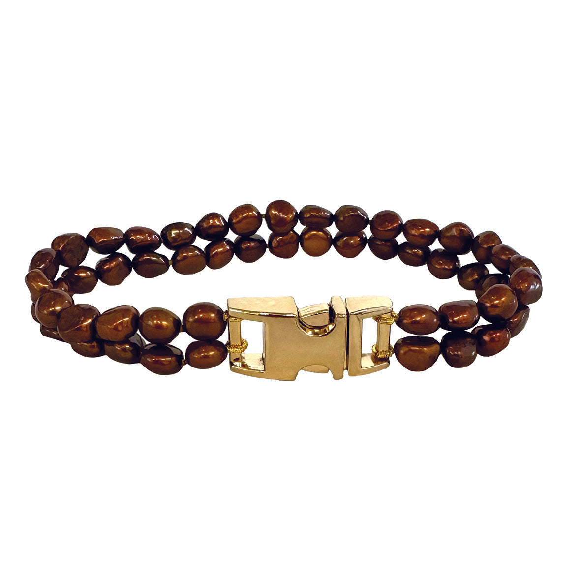 Bronze Freshwater Pearl & Yellow Gold Clasp Made-to-Measure Small Dog Necklace