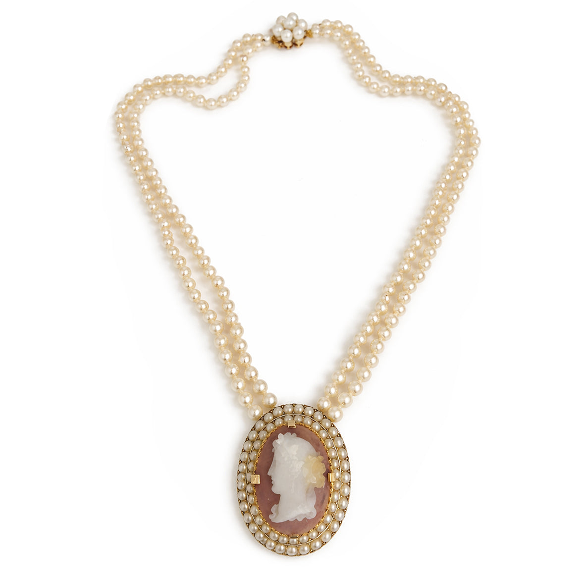 Golden Akoya Pearl with 14ct Gold Clasp & Antique Cameo Choker
