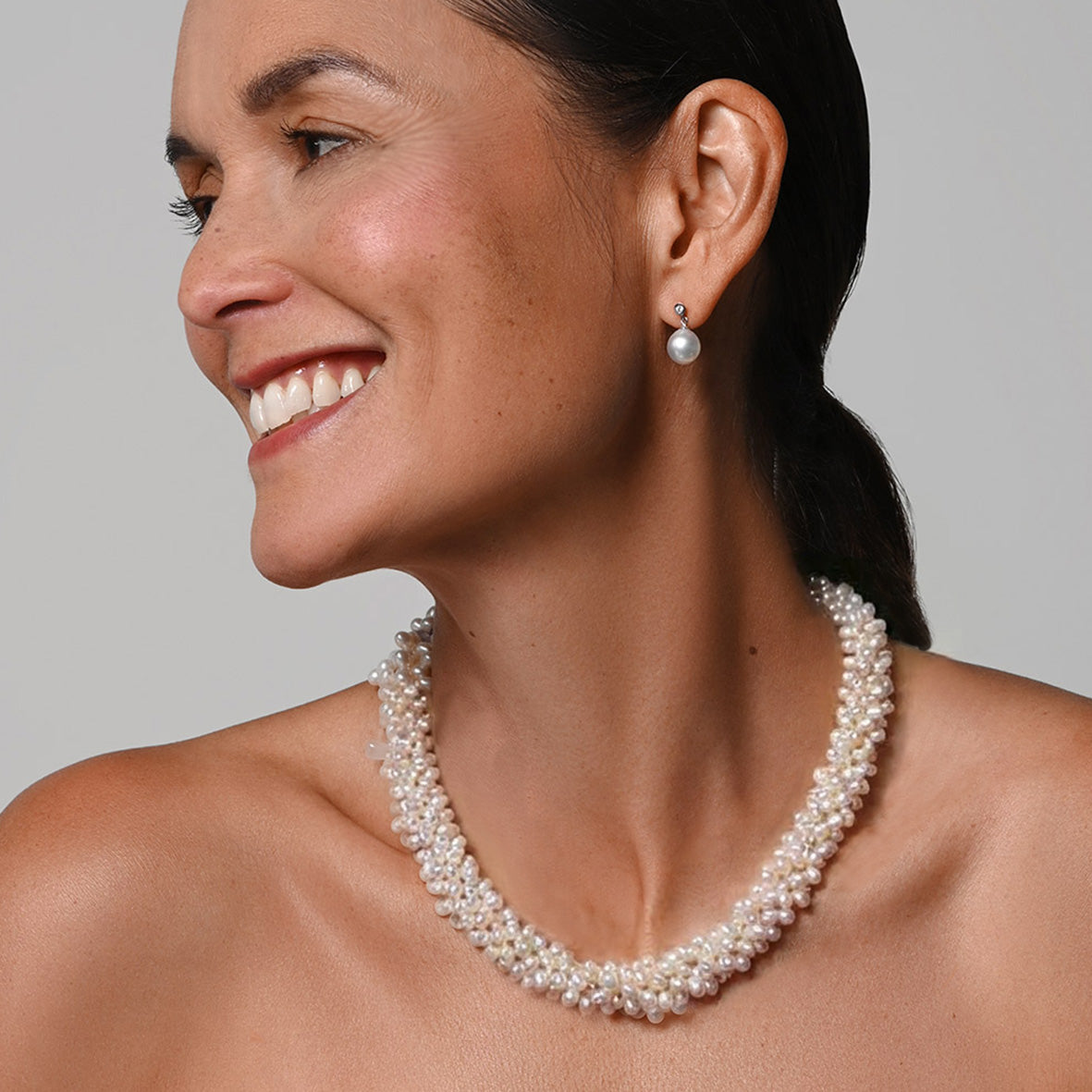 White Freshwater Pearl 5 Strand Necklace