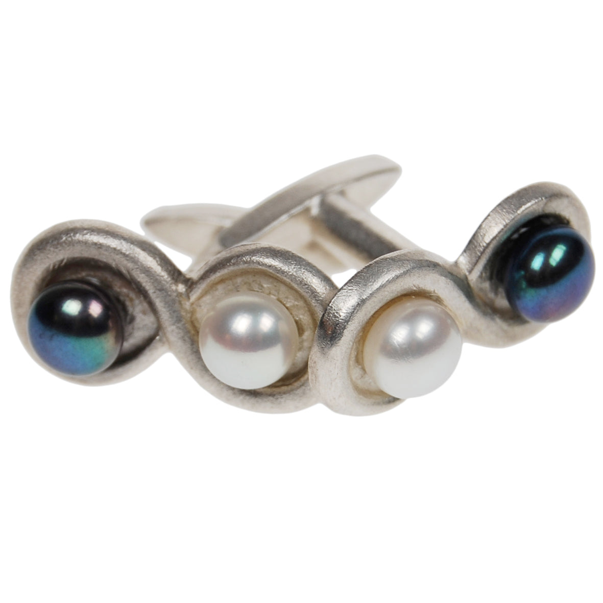 Black & White Freshwater Pearl 'Figure of Eight' Cufflinks