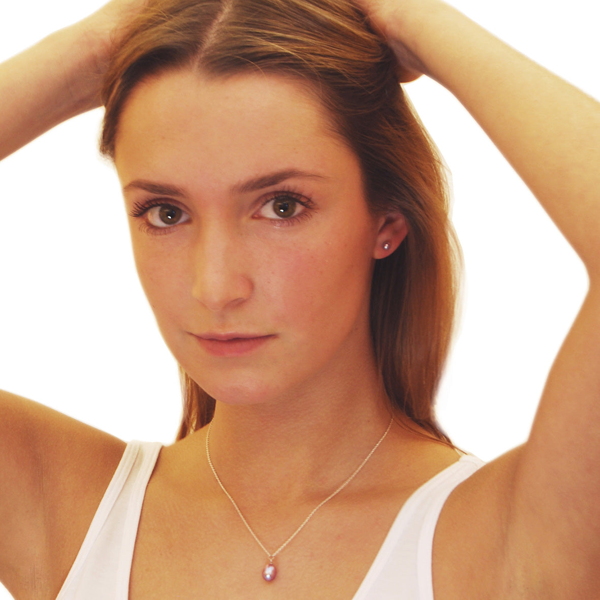 Pink Freshwater Pearl Small Silver Studs