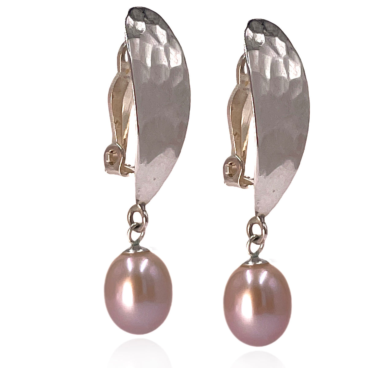 Pink Freshwater Pearl &amp; Sculpted Silver Earring