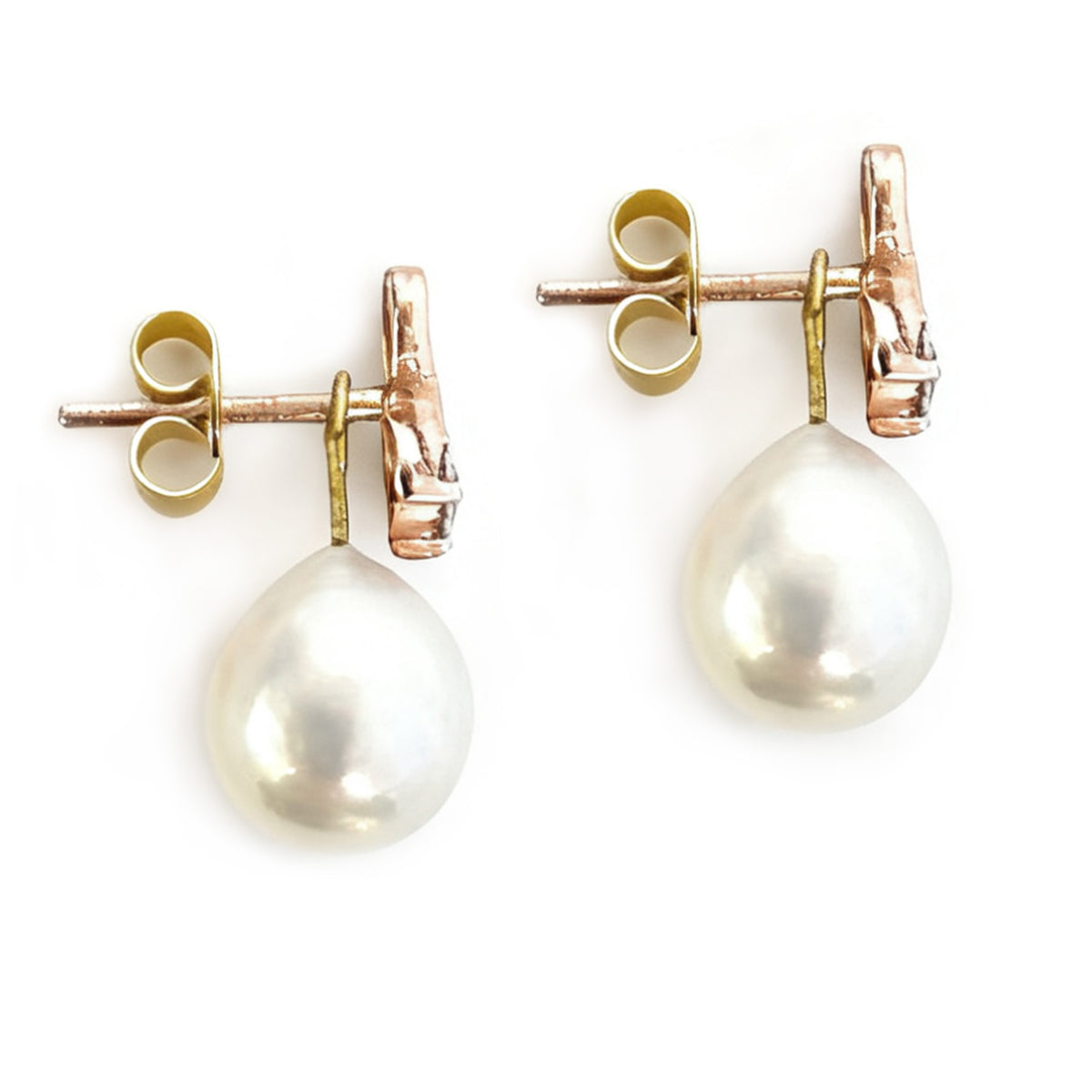 White South Sea Pearl, Diamond‑Set, 18ct Rose Gold, ‘Build Your Own’ Earrings
