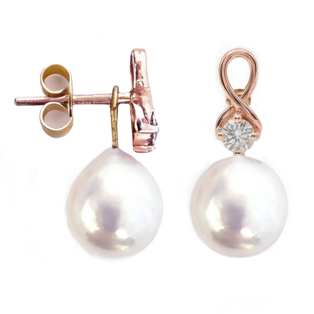 White South Sea Pearl, Diamond‑Set, 18ct Rose Gold, ‘Build Your Own’ Earrings