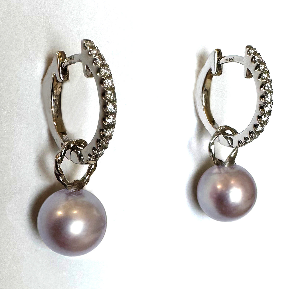 Purple Butterfly Oyster Pearl & Diamond Tsarina Slim "Huggies"