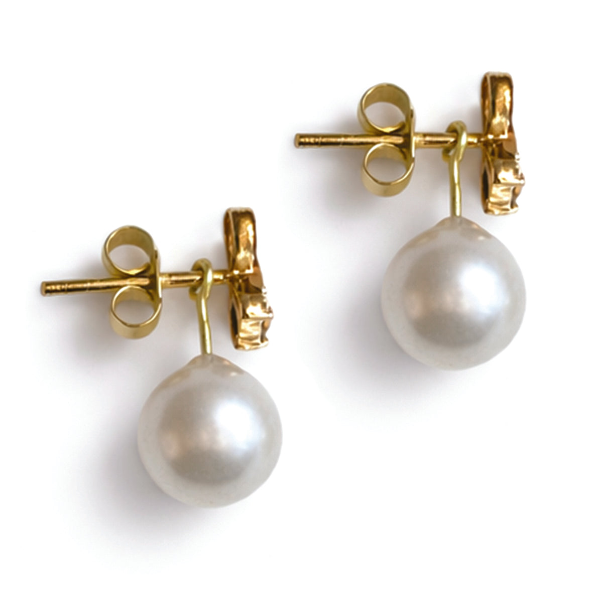 White South Sea Pearl Drop Optional Diamond and Rose Gold  'The Architect' Earrings