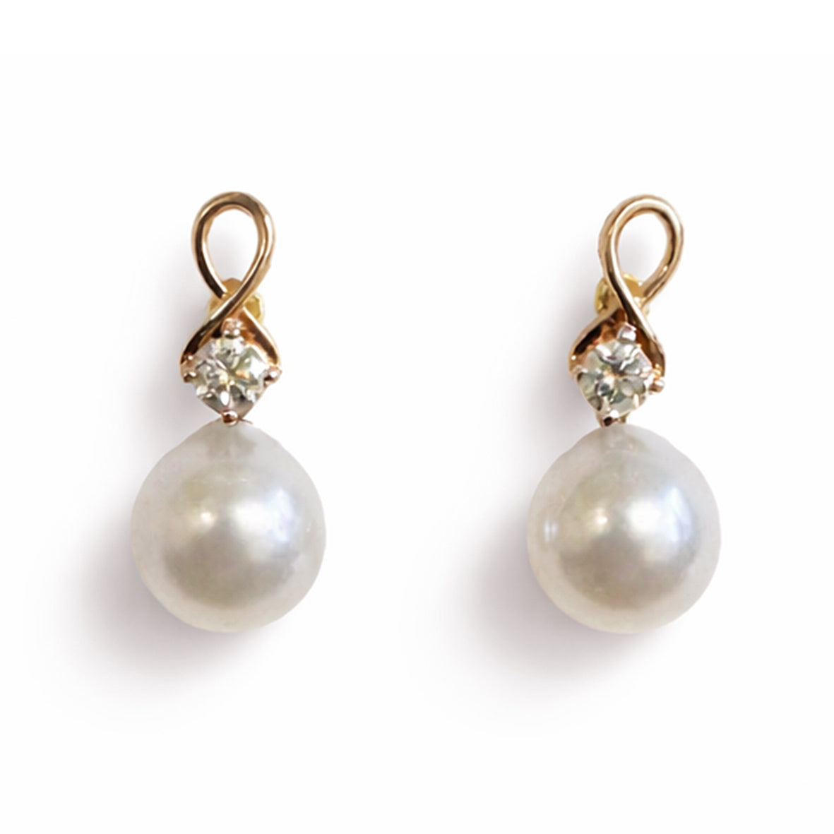 White South Sea Pearl Drop Optional Diamond and Rose Gold  'The Architect' Earrings
