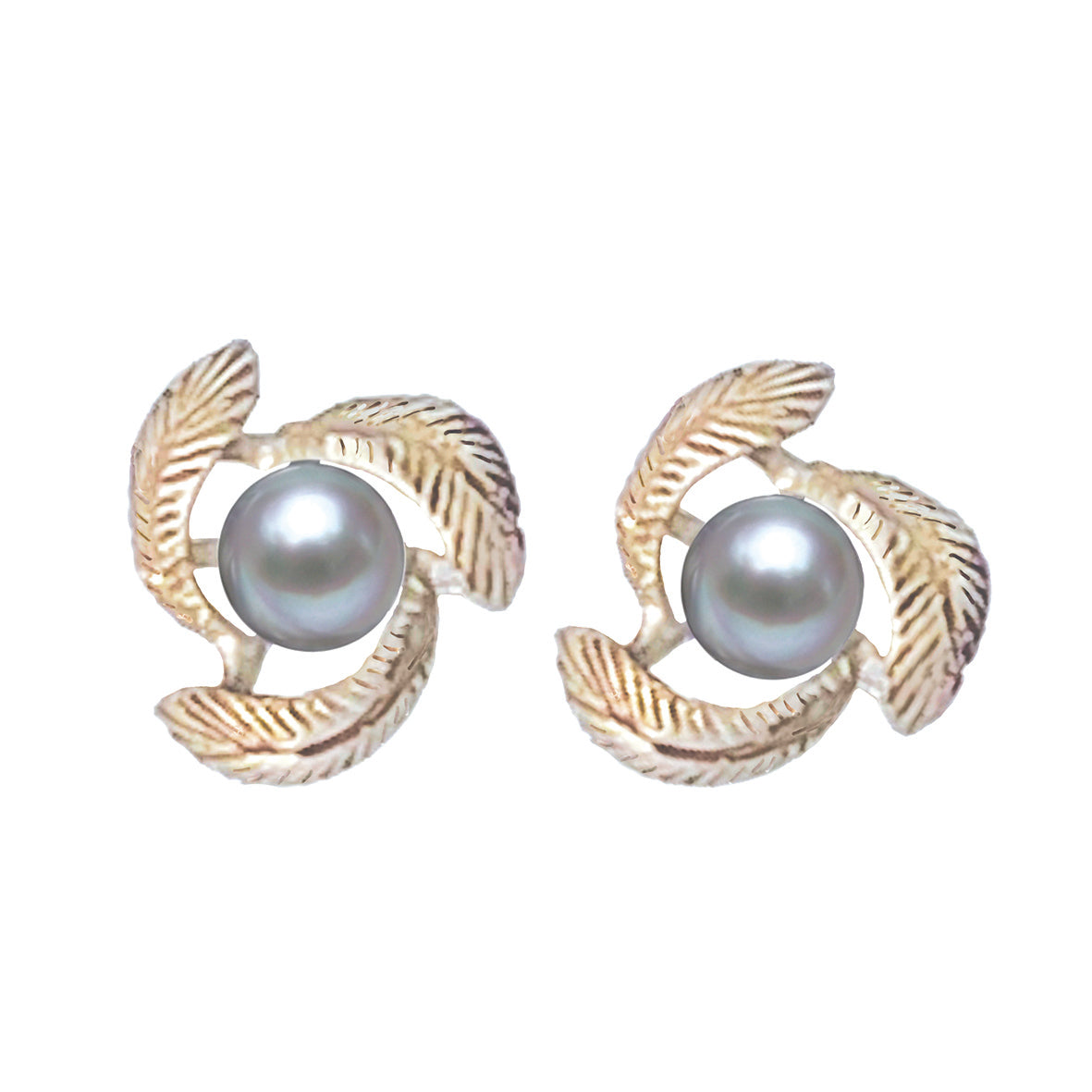 Grey Freshwater Pearl Silver 'Swirl' Earrings