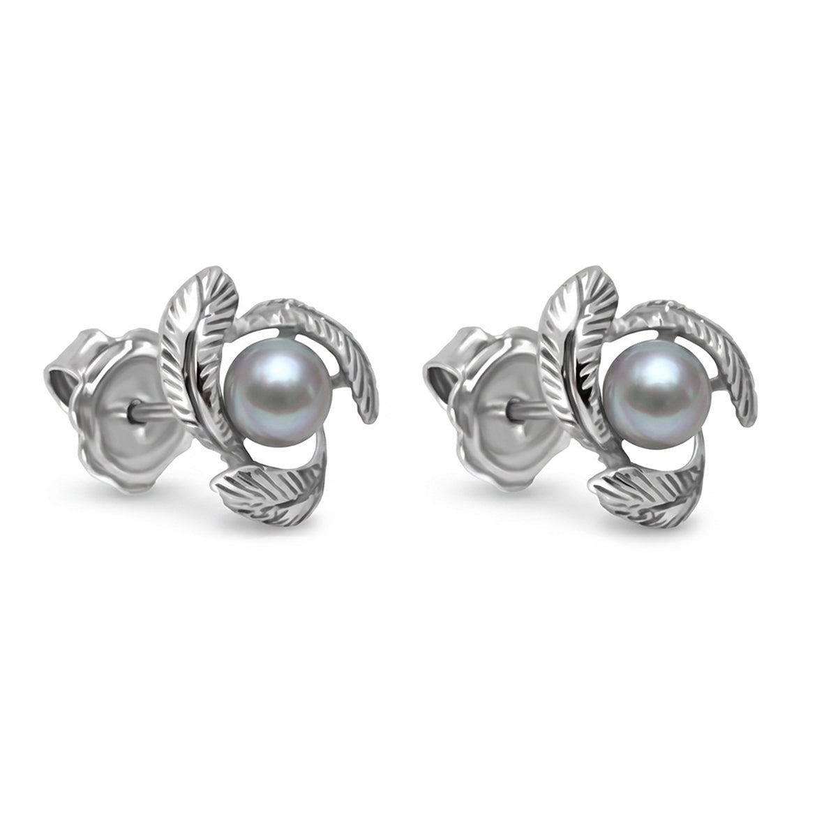 Grey Freshwater Pearl Silver 'Swirl' Earrings