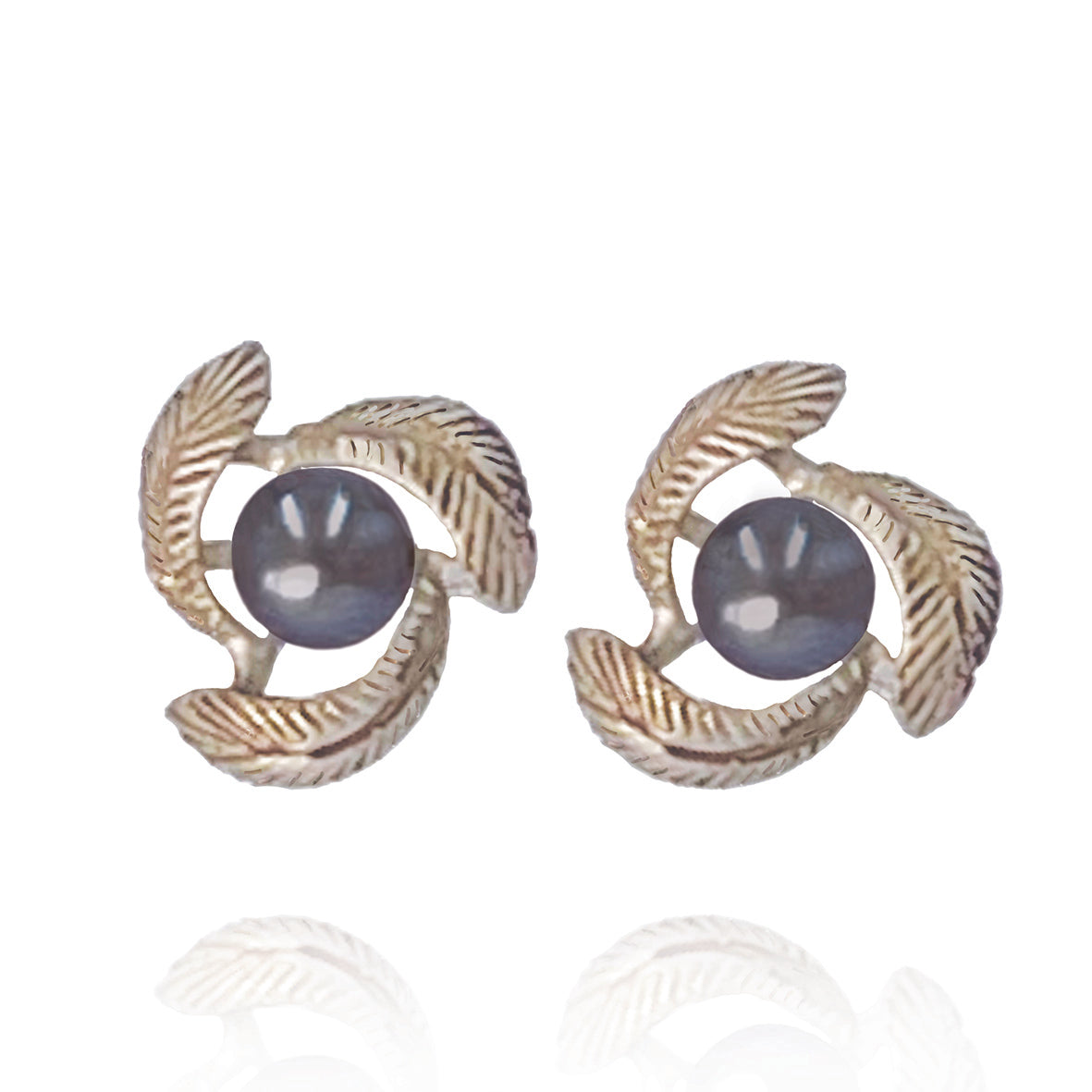 Grey Freshwater Pearl Silver 'Swirl' Earrings