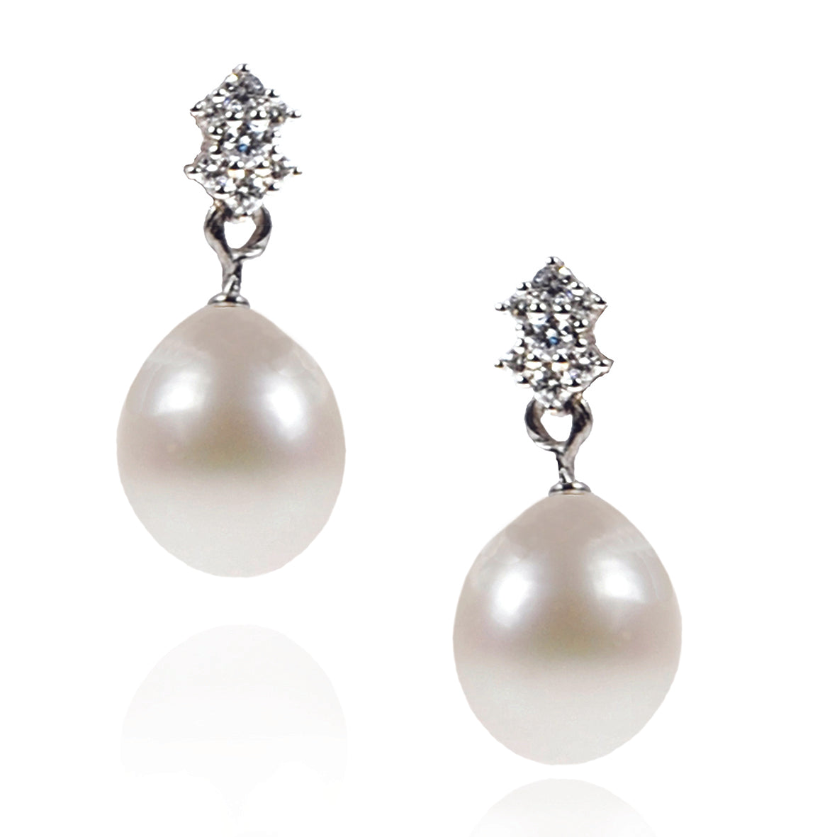 White South Sea Pearl & Diamond 'Tsarina' Stud Earrings