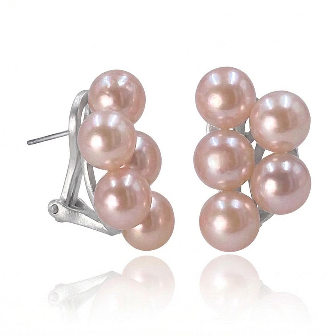 Pink-Peach Freshwater Pearl 'Cuff' Earrings