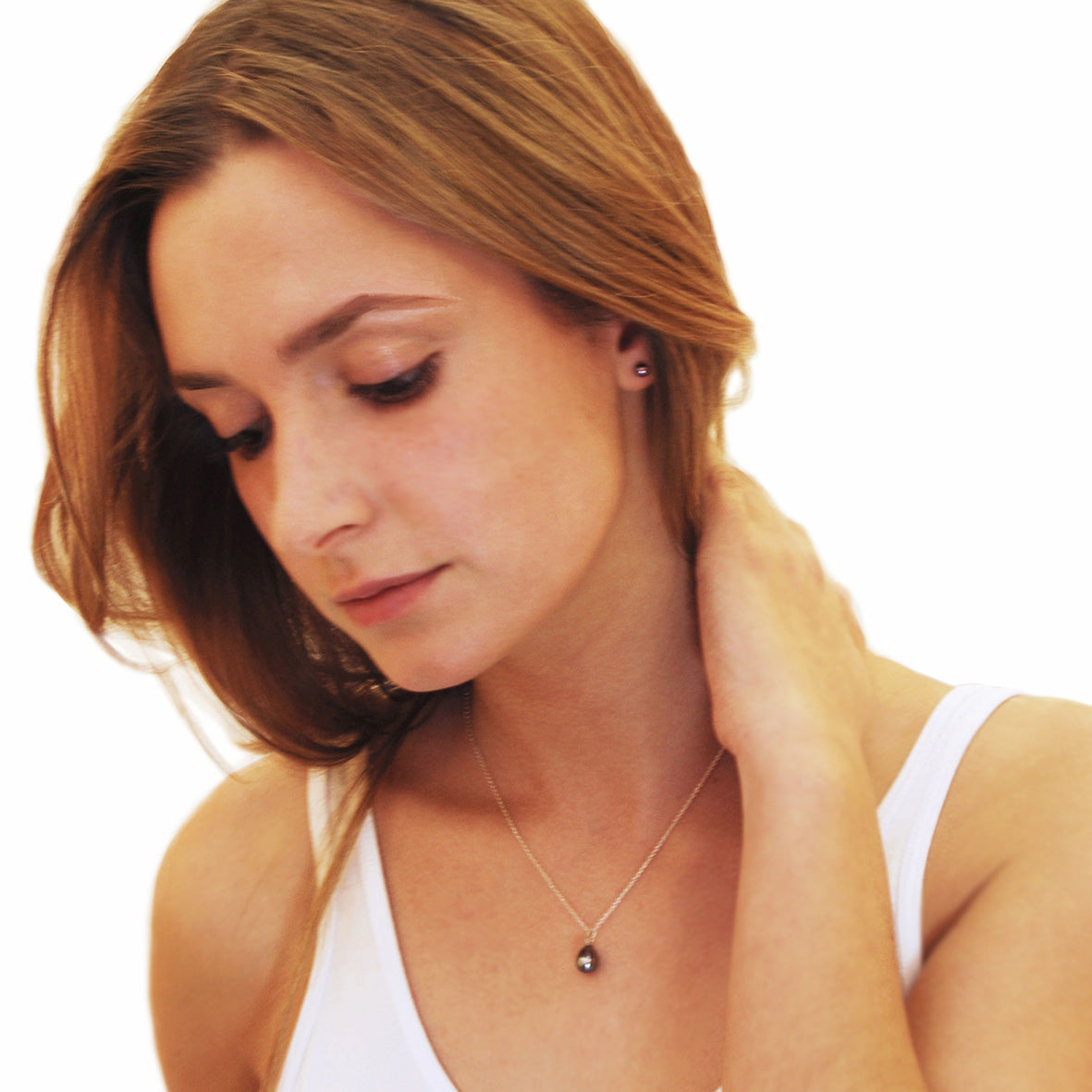 Black Freshwater Pearl Mini Silver Studs