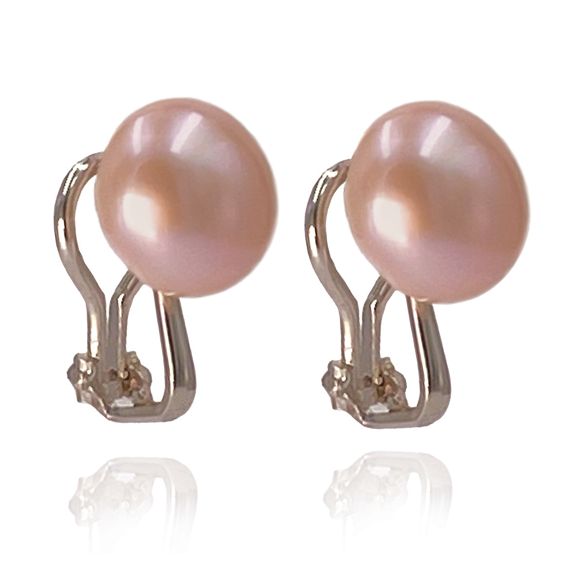 Pink Freshwater Pearl Large Clip On Stud Earrings