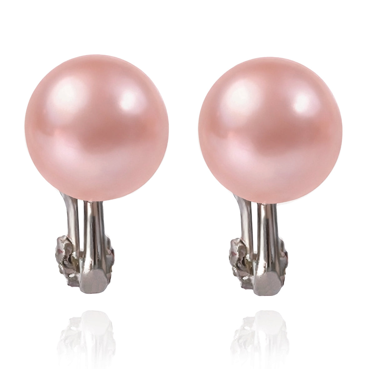 Pink Freshwater Pearl Large Clip On Stud Earrings