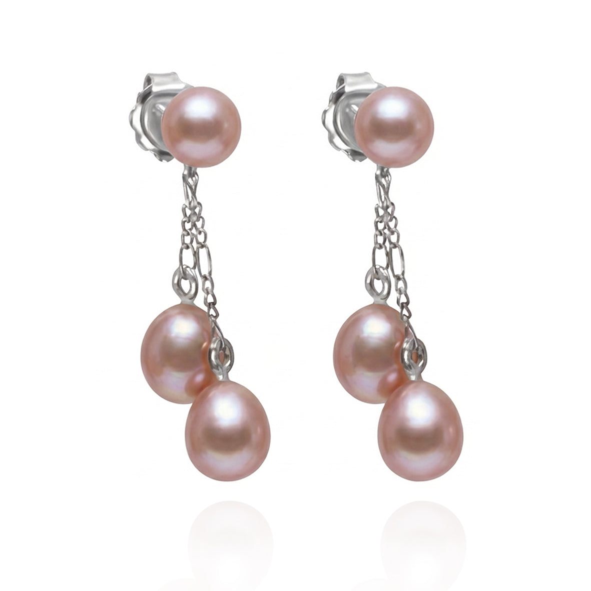 Pink Freshwater Pearl Double Drop Earrings