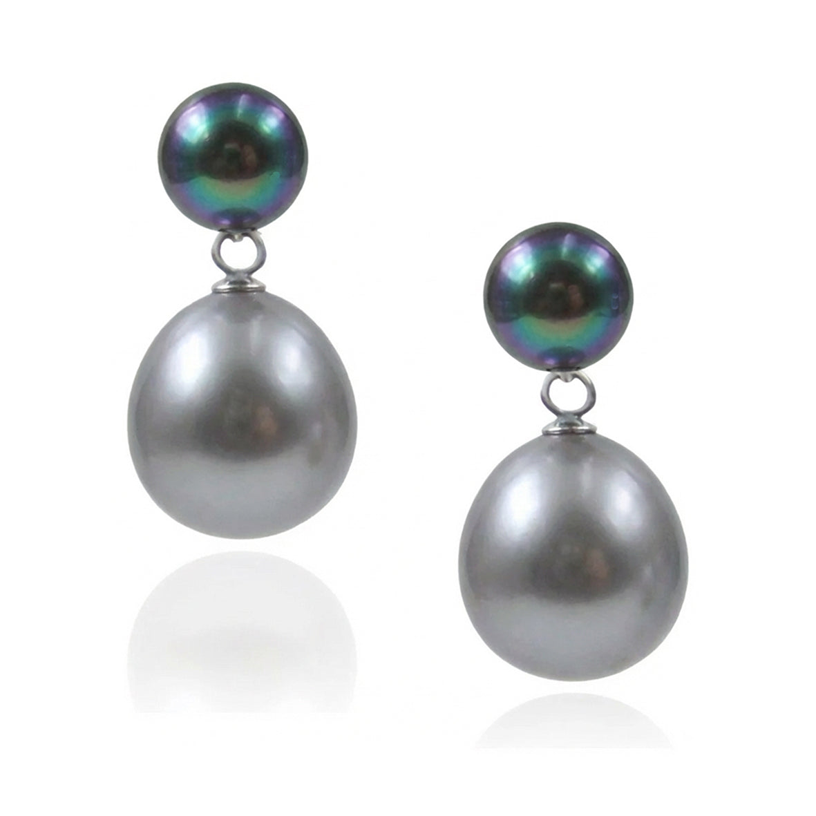 Black & Grey Freshwater Pearl Large Drop Earrings