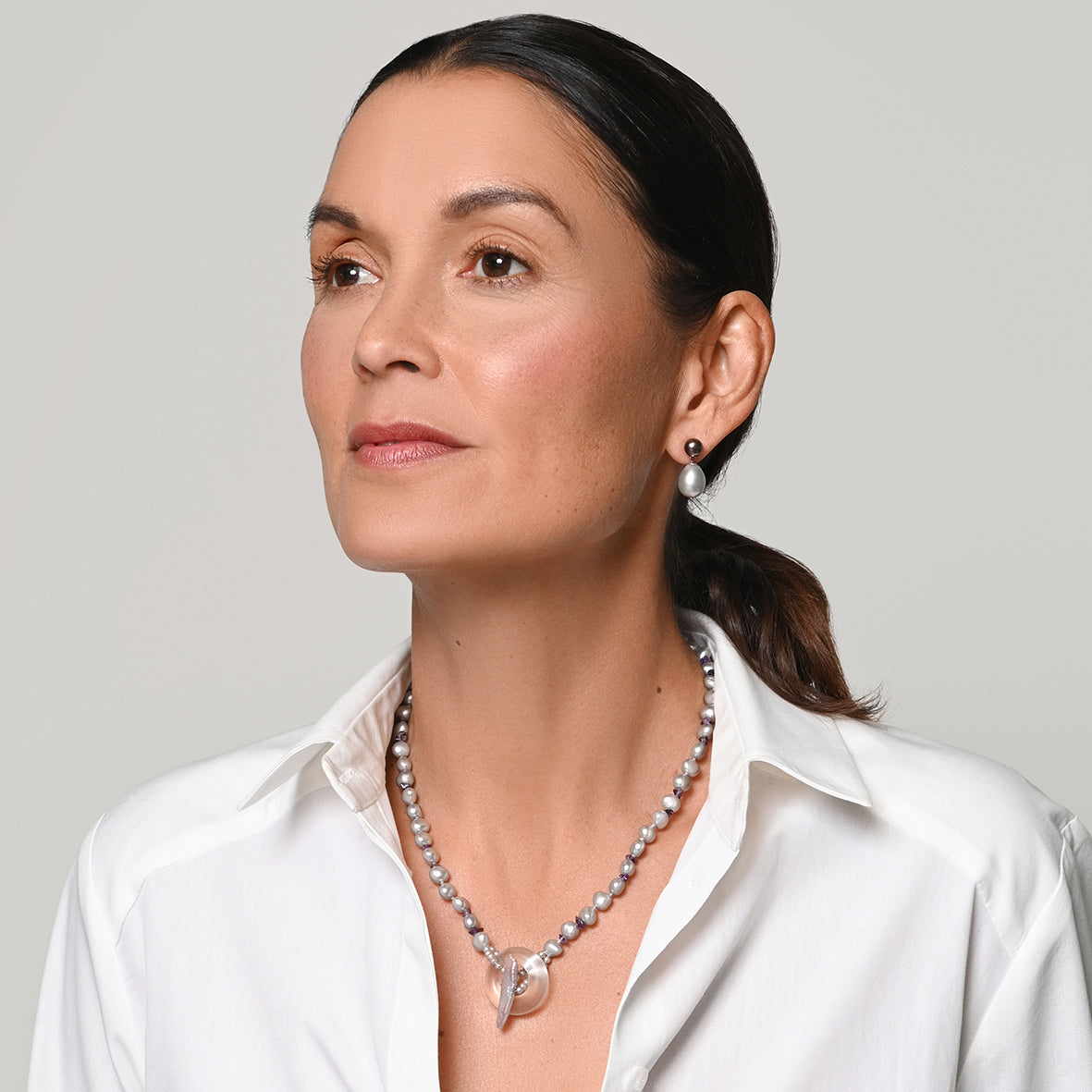 Black & Grey Freshwater Pearl Large Drop Earrings