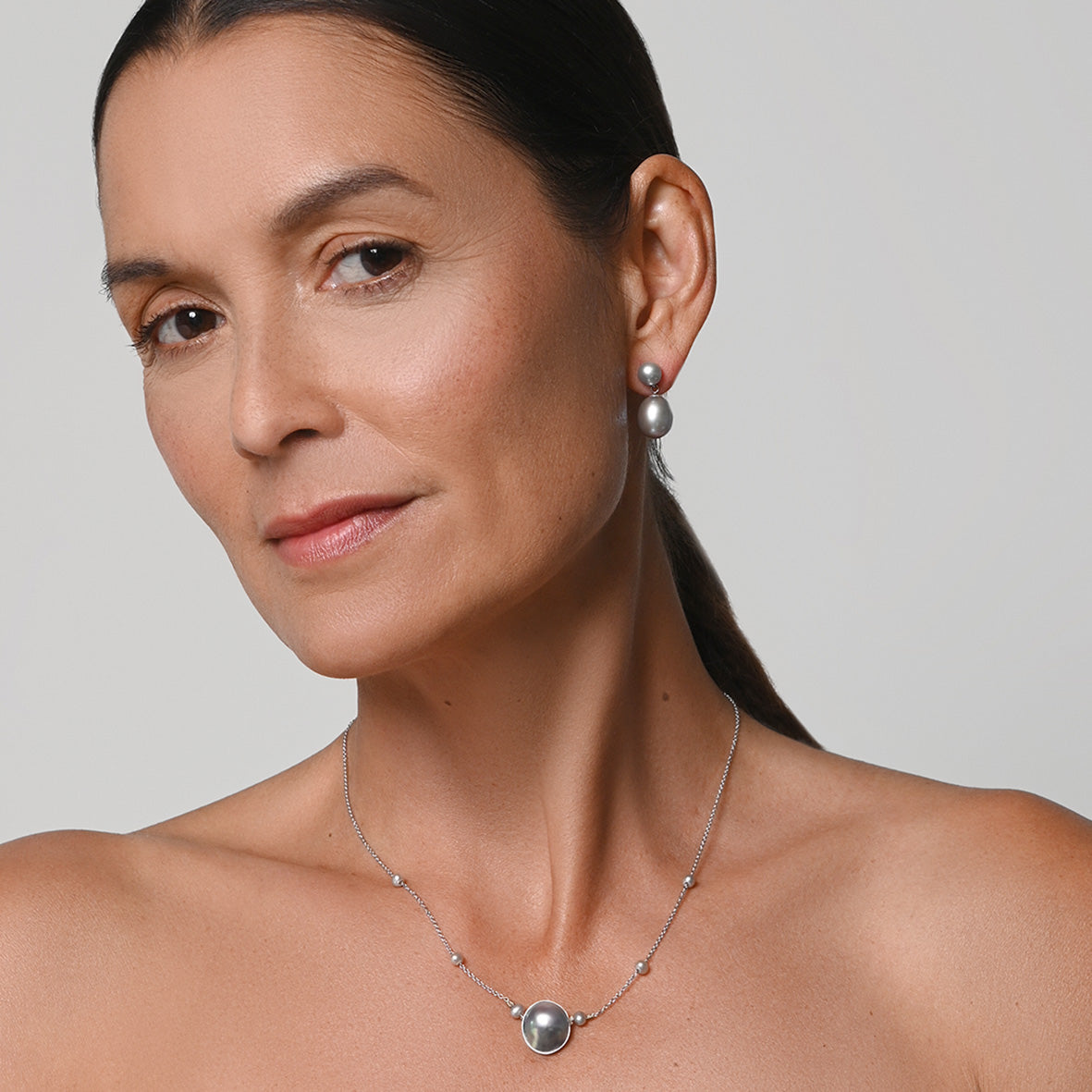 Grey Freshwater Pearl Large Drop Earring