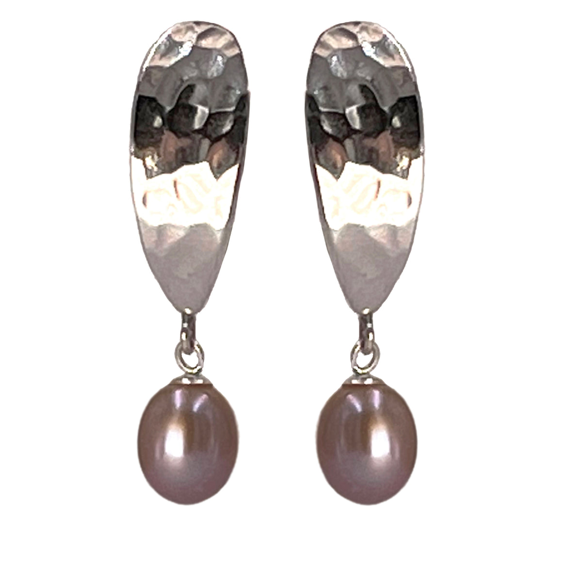Pink Freshwater Pearl & Sculpted Silver Earring