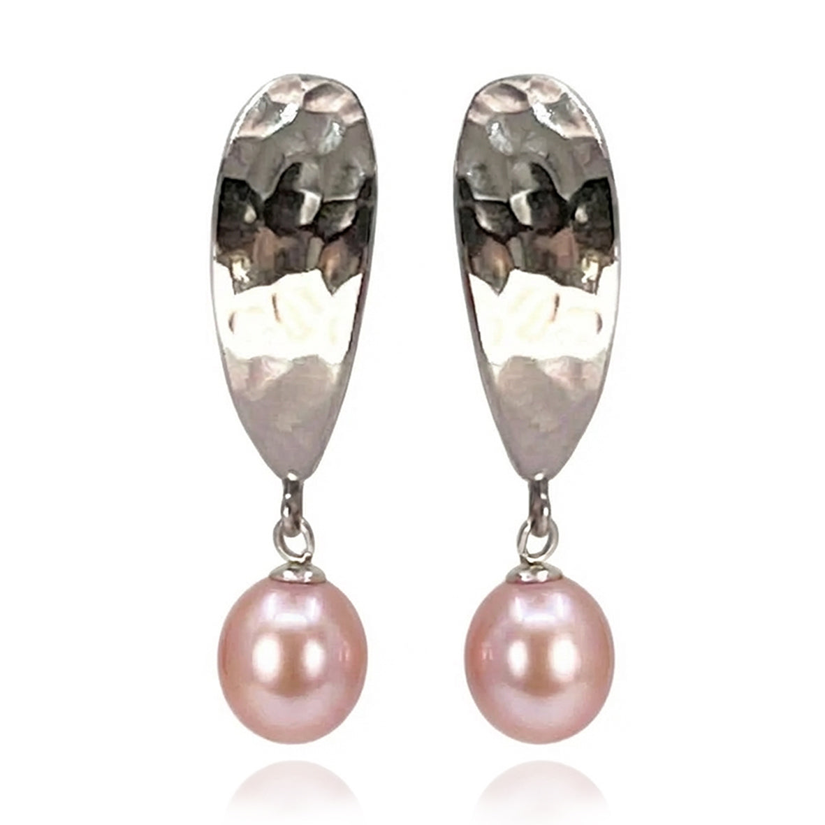 Pink Freshwater Pearl & Sculpted Silver Earring
