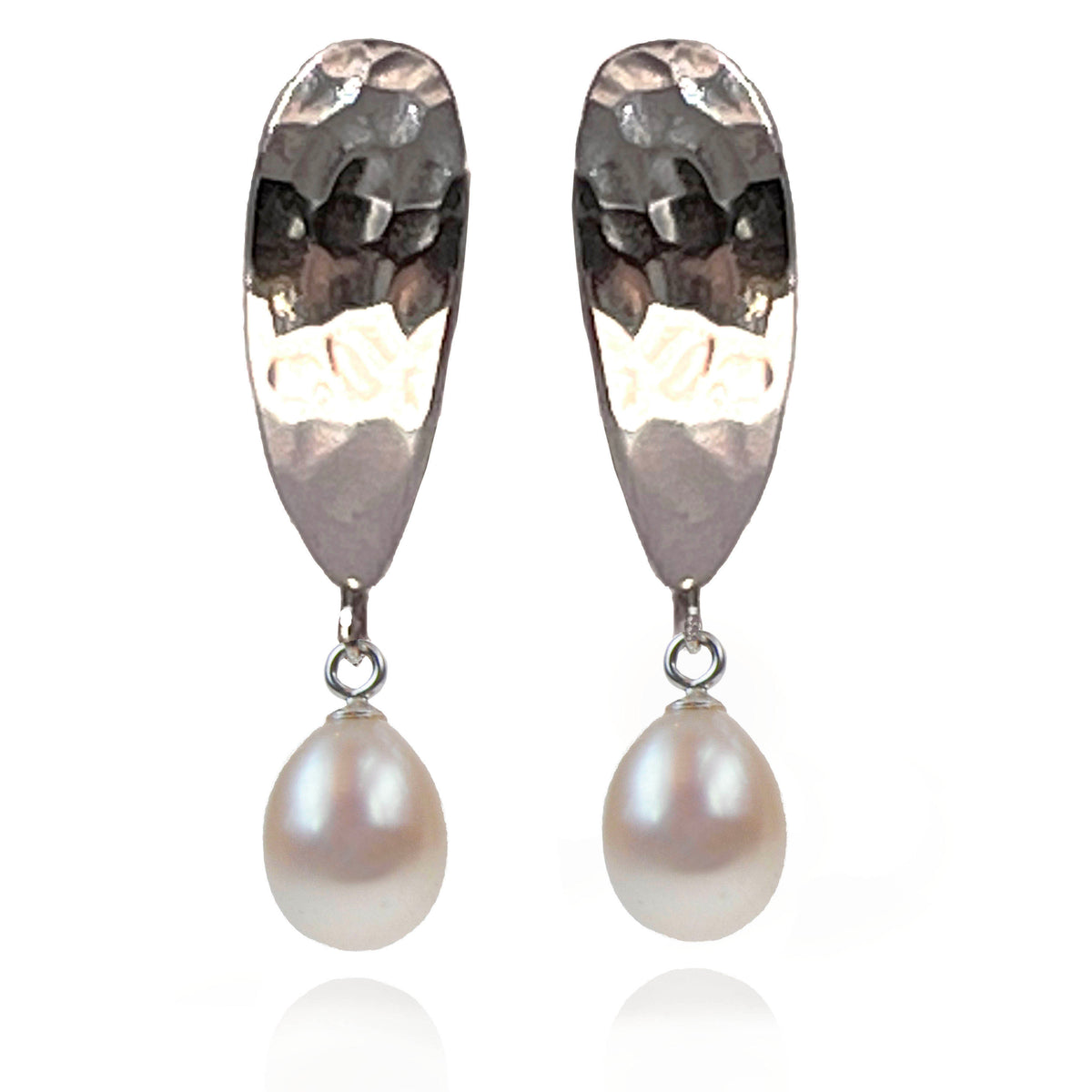 White Freshwater Pearl & Sculpted Silver Earring