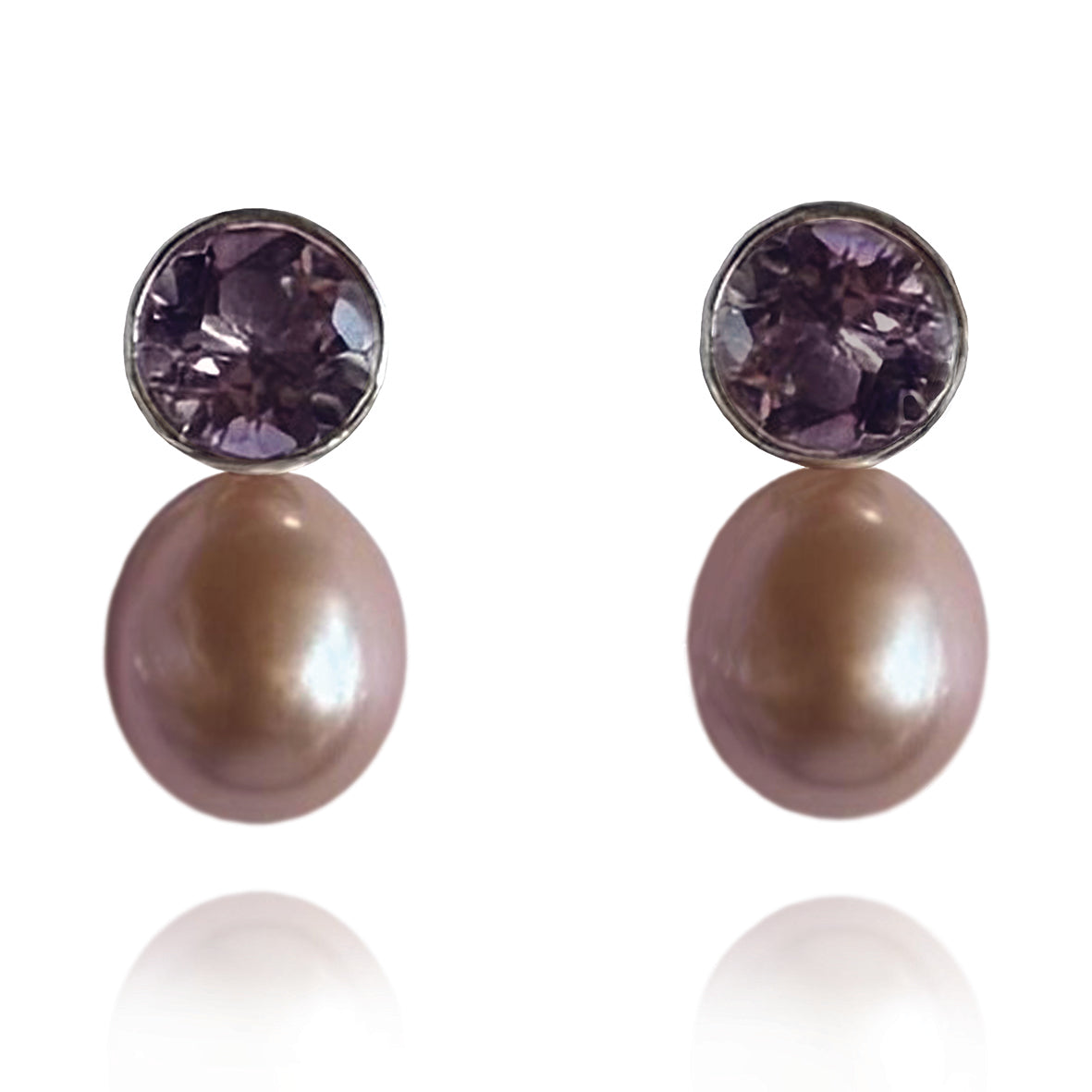Pink Freshwater Pearl & Amethyst 'Gatsby' Earrings